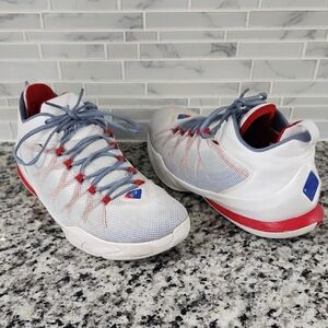 AE White Spirit Red & Cool Blue Jordan Cp3.VIII Basketball Shoes sz 13 sneakers